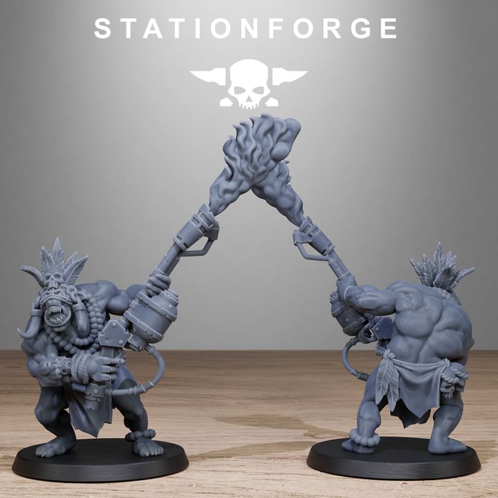 Orks Tribal Infantry, proxy miniature, 28mm heroic scale unpainted resin, view 8
