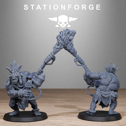 Orks Tribal Infantry, proxy miniature, 28mm heroic scale unpainted resin, view 8