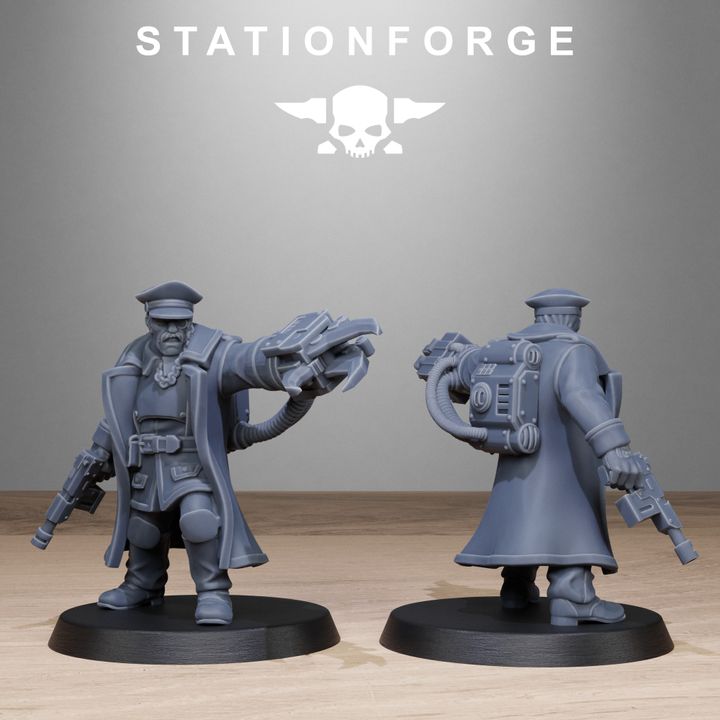 Free Guard Officer V1, Imperial Army proxy miniature, infantry, 28mm heroic scale unpainted resin, view 4