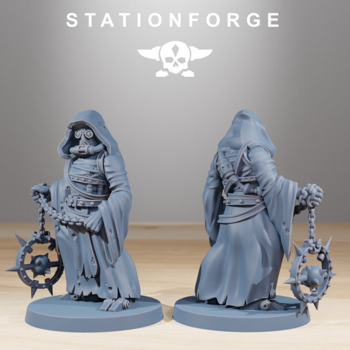 Scavenger Cultists, Tech Priests proxy miniature, 28mm heroic scale unpainted resin, view 4