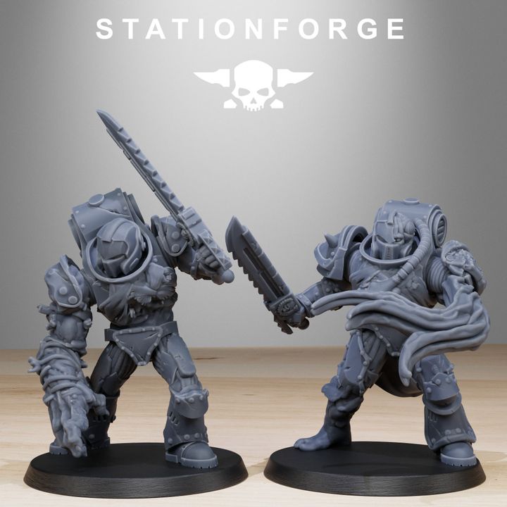 Dark Space Knights Infantry (10 Units), proxy miniature, squad, 28mm heroic scale unpainted resin, vie, view 6