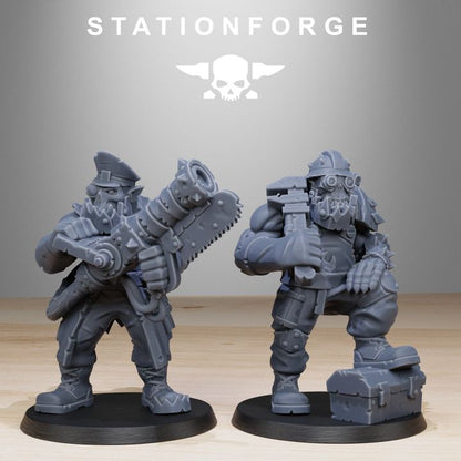 Orks Team Fighters With Gun (10 Units), proxy miniature, squad, 28mm heroic scale unpainted resin, view 4