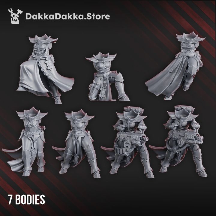 Battle Sisters Maidens Of Vengeance Build Kit, proxy miniature, 28mm heroic scale unpainted resin, view 4