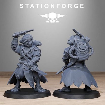 Scavenger Scorchers, Tech Priests proxy miniature, 28mm heroic scale unpainted resin, view 5