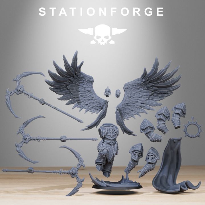 Dark Space Knights Archon Angel V1, proxy miniature, character, 28mm heroic scale unpainted resin, view 3