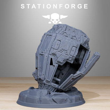 Vaskar Drop Pod, Imperial Army proxy miniature, 28mm heroic scale unpainted resin, view 4