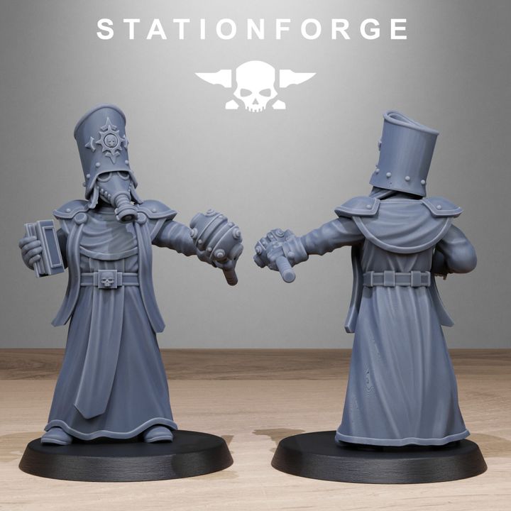 Grim Guard Vigils, Imperial Army proxy miniature, infantry, 28mm heroic scale unpainted resin, view 3