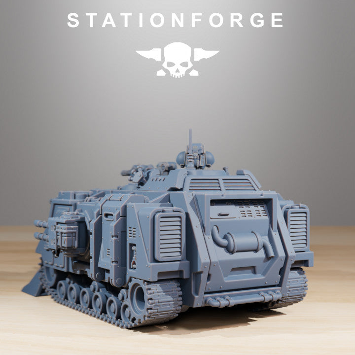 Space Knights Dominator Tank, proxy miniature, 28mm heroic scale unpainted resin, view 2