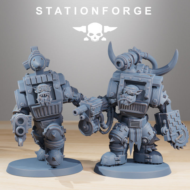 Orks Steelbrutes (10 Units), proxy miniature, squad, 28mm heroic scale unpainted resin, view 3