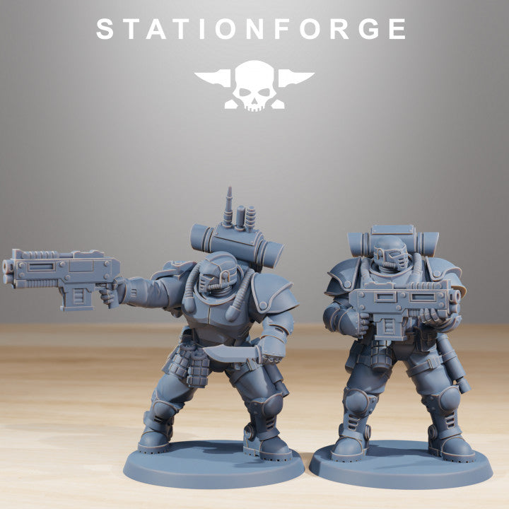 Space Knights Light Infantry (10 Units), proxy miniature, squad, 28mm heroic scale unpainted resin, view 4