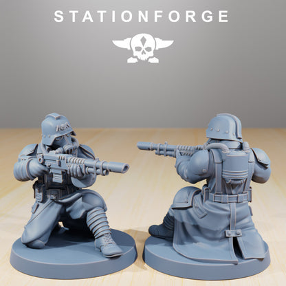 Grim Guard Command Force, Imperial Army proxy miniature, infantry, 28mm heroic scale unpainted resin, view 6