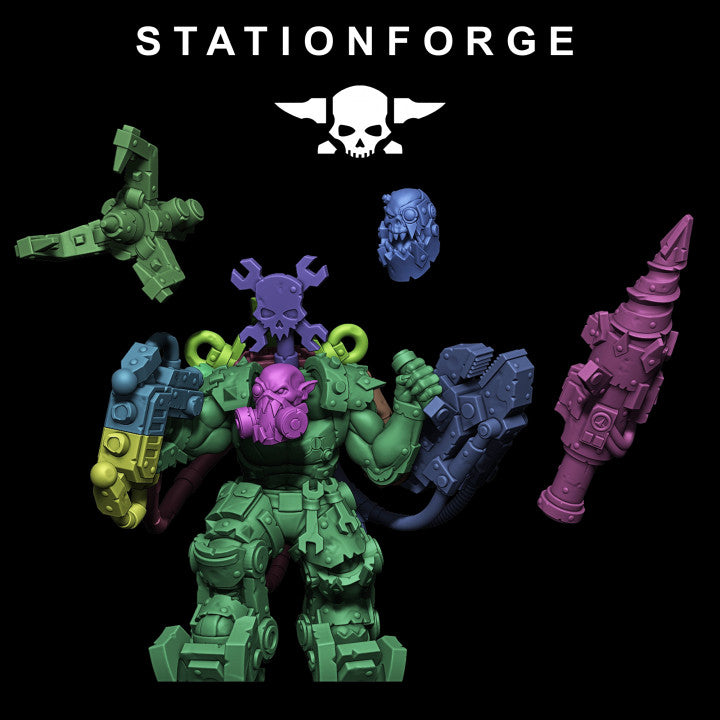 Orks Exo Boss With Claw, proxy miniature, character, 28mm heroic scale unpainted resin, view 4