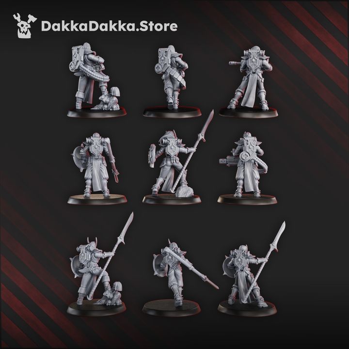 Pleasure Knights Squad (9 Units), proxy miniature, 28mm heroic scale unpainted resin, view 4