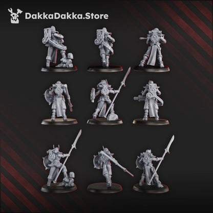 Pleasure Knights Squad (9 Units), proxy miniature, 28mm heroic scale unpainted resin, view 4