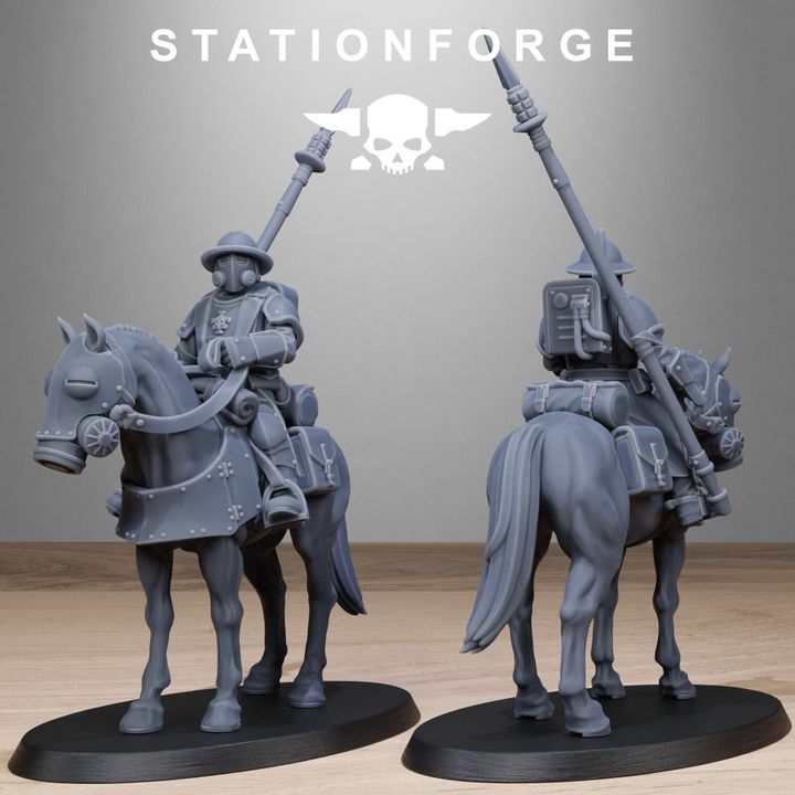 Royal Guard Cavalry, Imperial Army proxy miniature, 28mm heroic scale unpainted resin, view 4