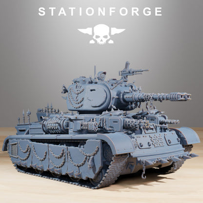 Grim Guard Heavy Tank Corrupted Conversion Kit, Imperial Army proxy miniature, 28mm heroic scale unpainted resin, view 6