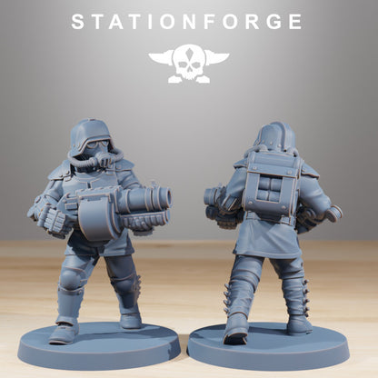 Grim Guard Commandos, Imperial Army proxy miniature, infantry, 28mm heroic scale unpainted resin, view 4