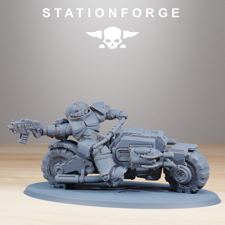 Space Knights Bikers (10 Units), proxy miniature, squad, 28mm heroic scale unpainted resin, view 7