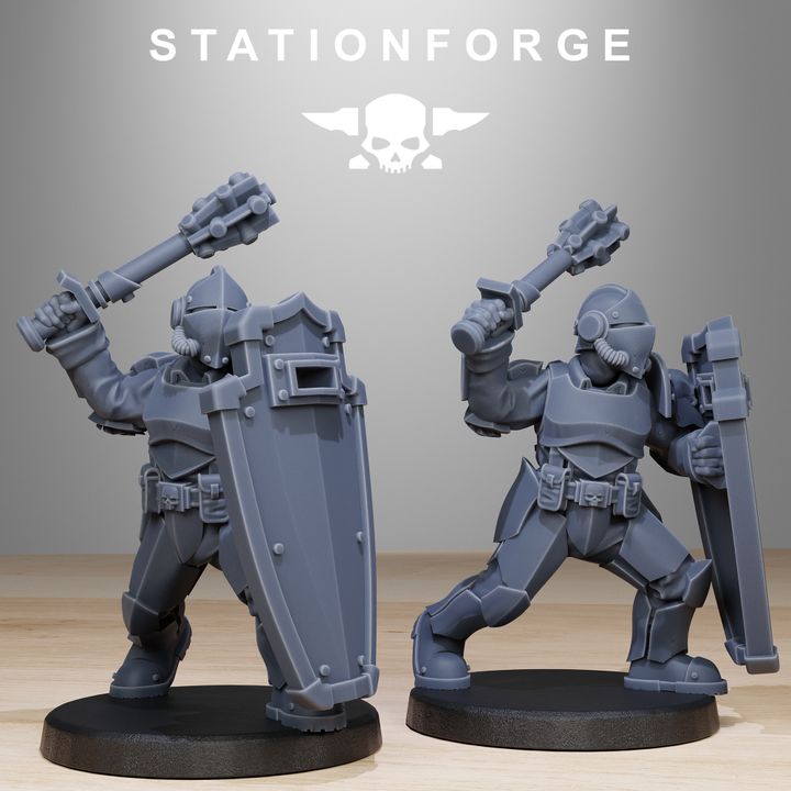 Imperial Army Grim Guard Enforcers (11 Units), 28mm heroic scale unpainted resin, view 6