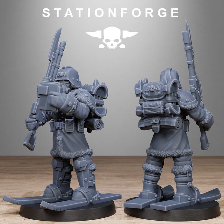 Grim Guard Frostwatch Patrol, Imperial Army proxy miniature, infantry, 28mm heroic scale unpainted resin, view 5