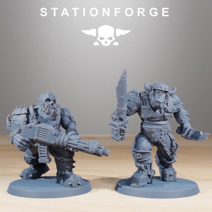 Orks Berserkers, proxy miniature, 28mm heroic scale unpainted resin, view 4