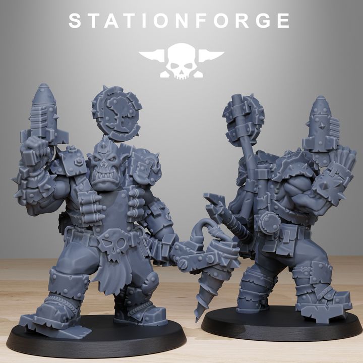 Orks Smashers (8 Units), proxy miniature, squad, 28mm heroic scale unpainted resin, view 4