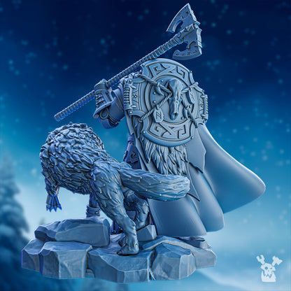 Wolf Knights Feinar The Wolfborn, proxy miniature, character, 28mm heroic scale unpainted resin, view 2