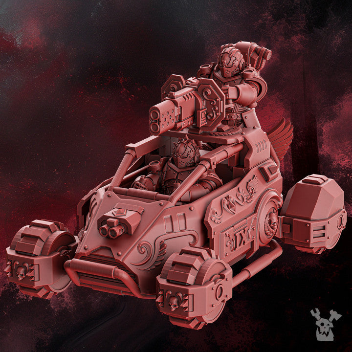 Crimson Knights Buggy, proxy miniature, vehicle, 28mm heroic scale unpainted resin, view 4