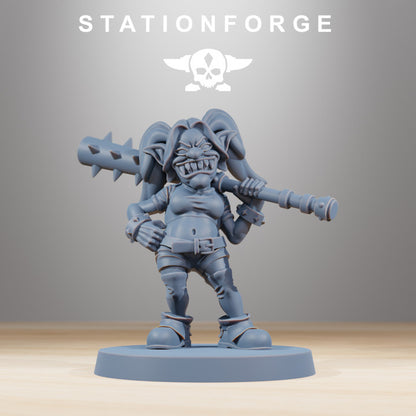 Orks Mobsta, proxy miniature, 28mm heroic scale unpainted resin, view 3