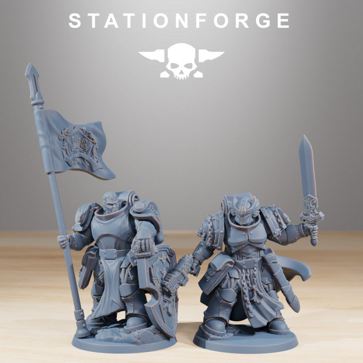 Space Knights Reinforcers Shoulder Pads (11 Units), resin conversion bits, squad, 28mm heroic scale unpainted, view , view 3