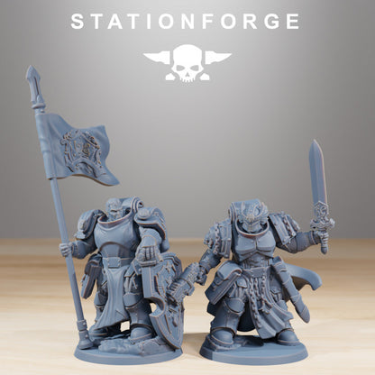 Space Knights Reinforcers Shoulder Pads (11 Units), resin conversion bits, squad, 28mm heroic scale unpainted, view , view 3