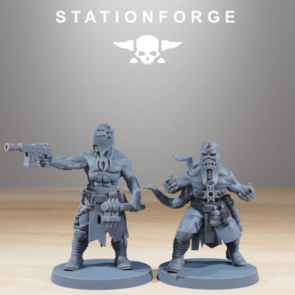 Dark Space Knights Guard Sectarians (10 Units), proxy miniature, squad, 28mm heroic scale unpainted resin, view, view 2