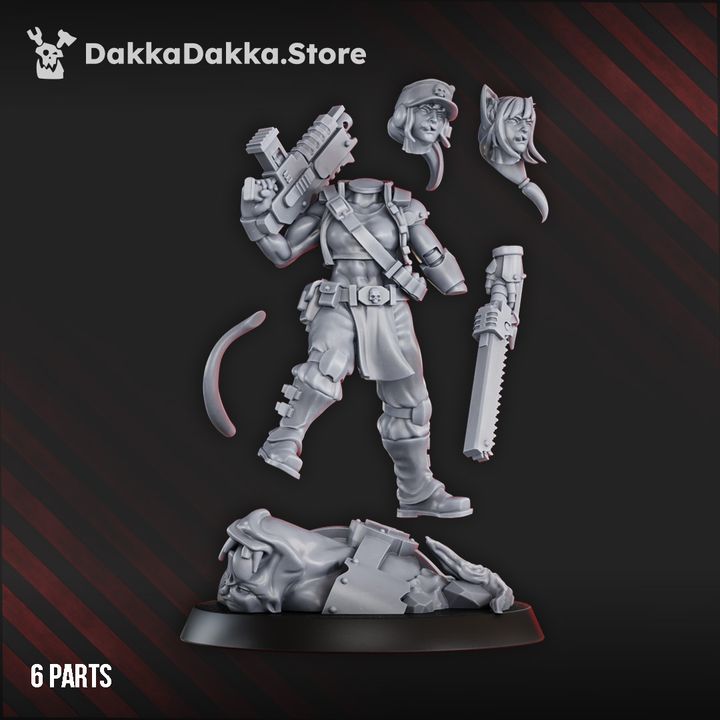 The Ork Slayers Commander, Imperial Army proxy miniature, character, 28mm heroic scale unpainted resin, view 4