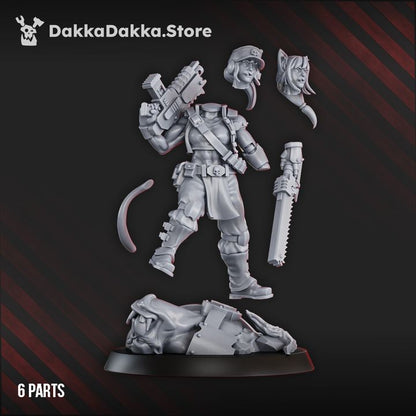 The Ork Slayers Commander, Imperial Army proxy miniature, character, 28mm heroic scale unpainted resin, view 4