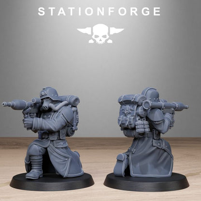 Grim Guard Rocketeers, Imperial Army proxy miniature, infantry, 28mm heroic scale unpainted resin, view 7