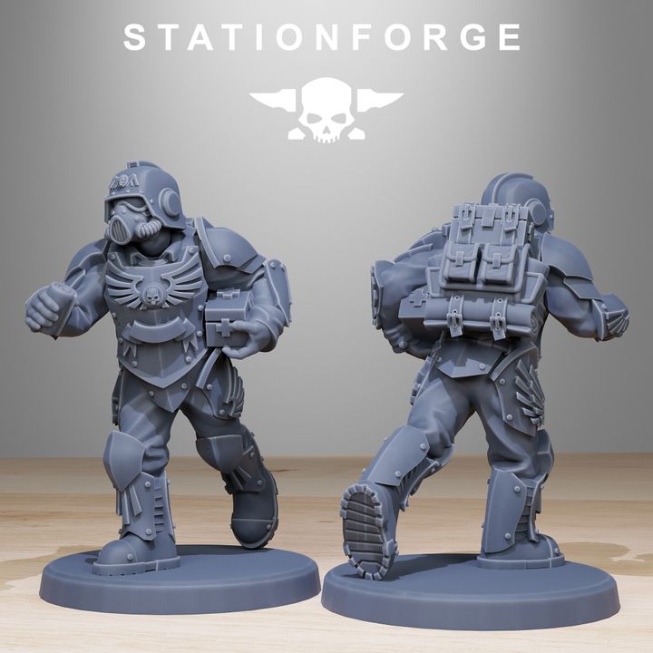 Imperial Army Grim Guard Elites (12 Units), 28mm heroic scale unpainted resin, view 7
