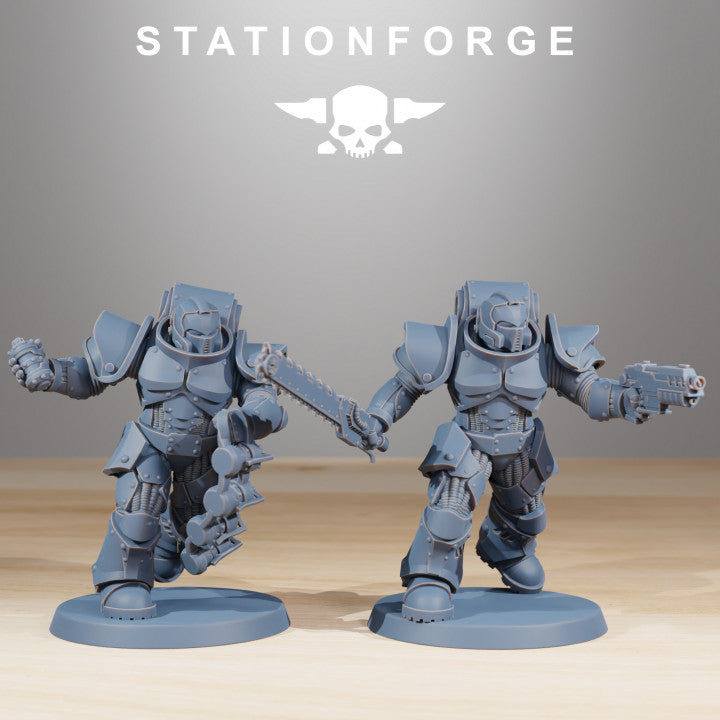 Space Knights Melee Infantry (11 Units), proxy miniature, squad, 28mm heroic scale unpainted resin, view 8