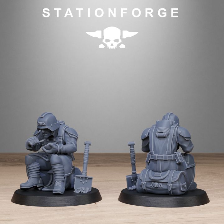 Grim Guard Chill Squad, Imperial Army proxy miniature, 28mm heroic scale unpainted resin, view 4