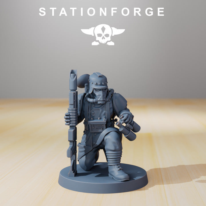 Grim Guard Supporters, Imperial Army proxy miniature, infantry, 28mm heroic scale unpainted resin, view 7