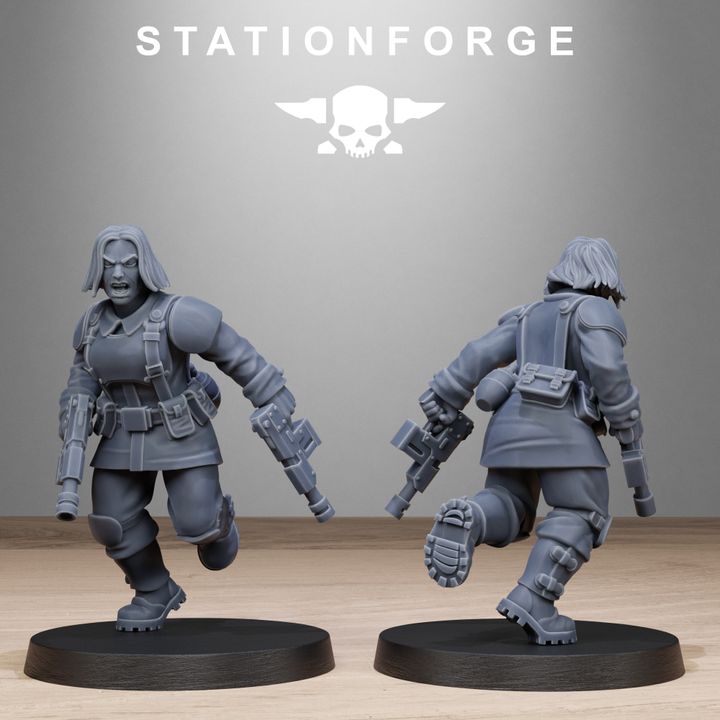Free Guard Sisters, Imperial Army proxy miniature, infantry, 28mm heroic scale unpainted resin, view 9