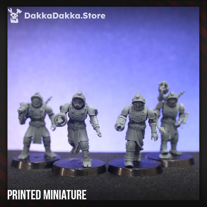 Tech Priests Liquidation Team Squad, 28mm heroic scale unpainted resin, view 4