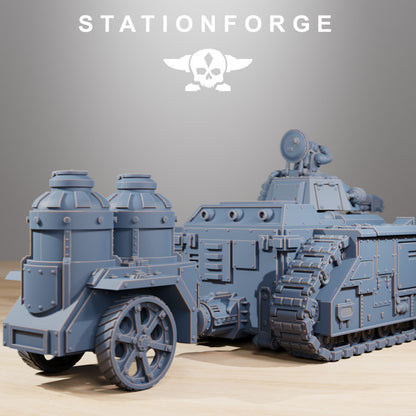 Grim Guard Flame Tank, Imperial Army proxy miniature, 28mm heroic scale unpainted resin, view 5