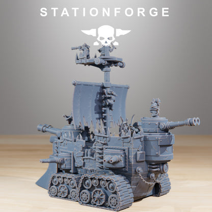 Orks Gobs Short Pearl Battle Ship, proxy miniature, 28mm heroic scale unpainted resin, view 3