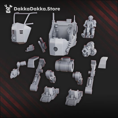 Regius Guard Stomper Mech, Imperial Army proxy miniature, walker, 28mm heroic scale unpainted resin, view 4