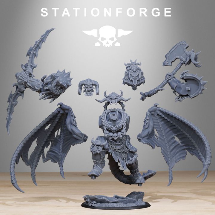 Dark Space Knights Demon, proxy miniature, 28mm heroic scale unpainted resin, view 3