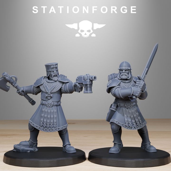 Imperial Army Melee Infantry, proxy miniature, 28mm heroic scale unpainted resin, view 3