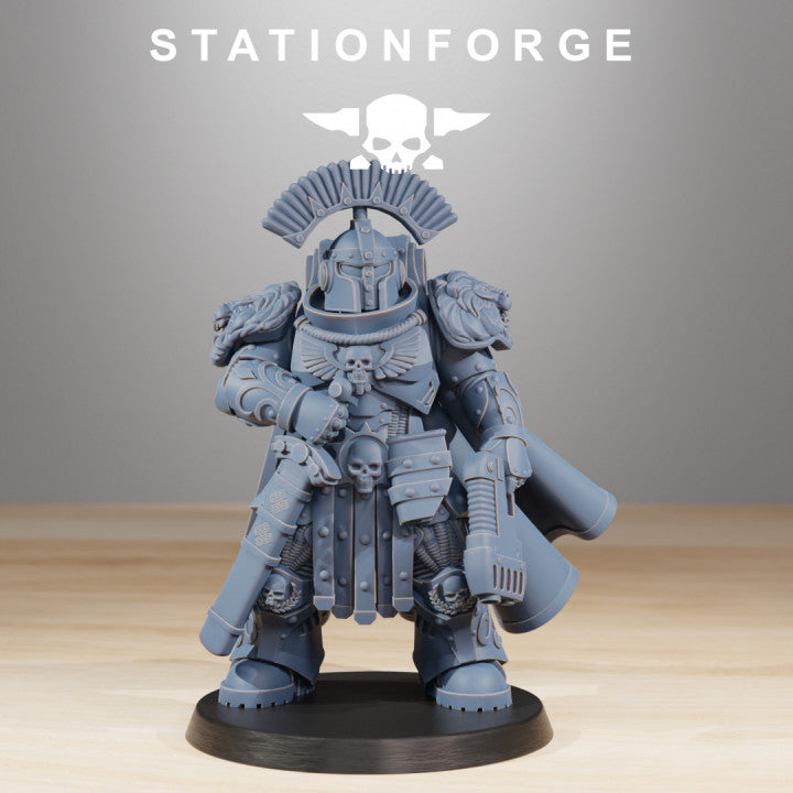Space Knights Guardmen Commander, proxy miniature, character, 28mm heroic scale unpainted resin, view 4