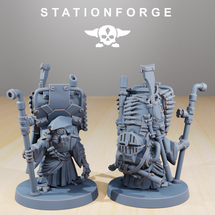 Scavenger Junkards Ammo Bringer, Tech Priests proxy miniature, 28mm heroic scale unpainted resin, view 4