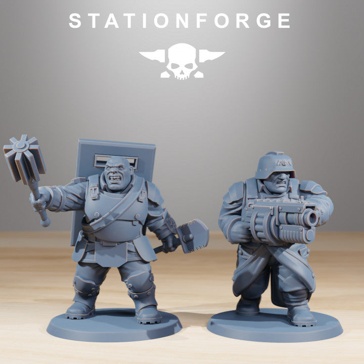 Grim Guard Mutants, Imperial Army proxy miniature, infantry, 28mm heroic scale unpainted resin, view 4