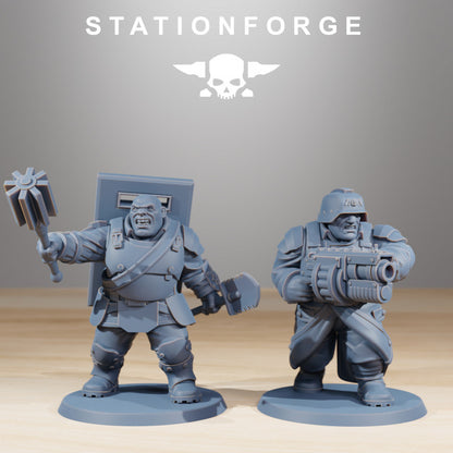 Grim Guard Mutants, Imperial Army proxy miniature, infantry, 28mm heroic scale unpainted resin, view 4